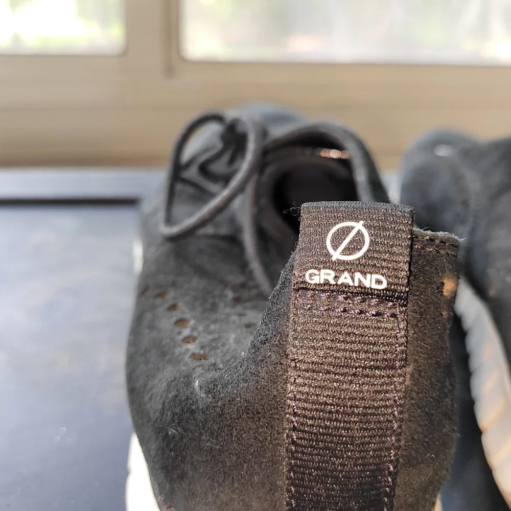 COLE HAAN ZEROGRAND Men's 13 Black Suede Wingtip Perforated Shoes